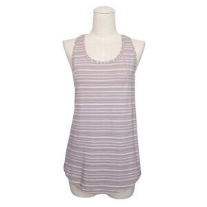 Lululemon Love Tank *Pleated Cut Back Stripe Light Chrome Dark Chrome